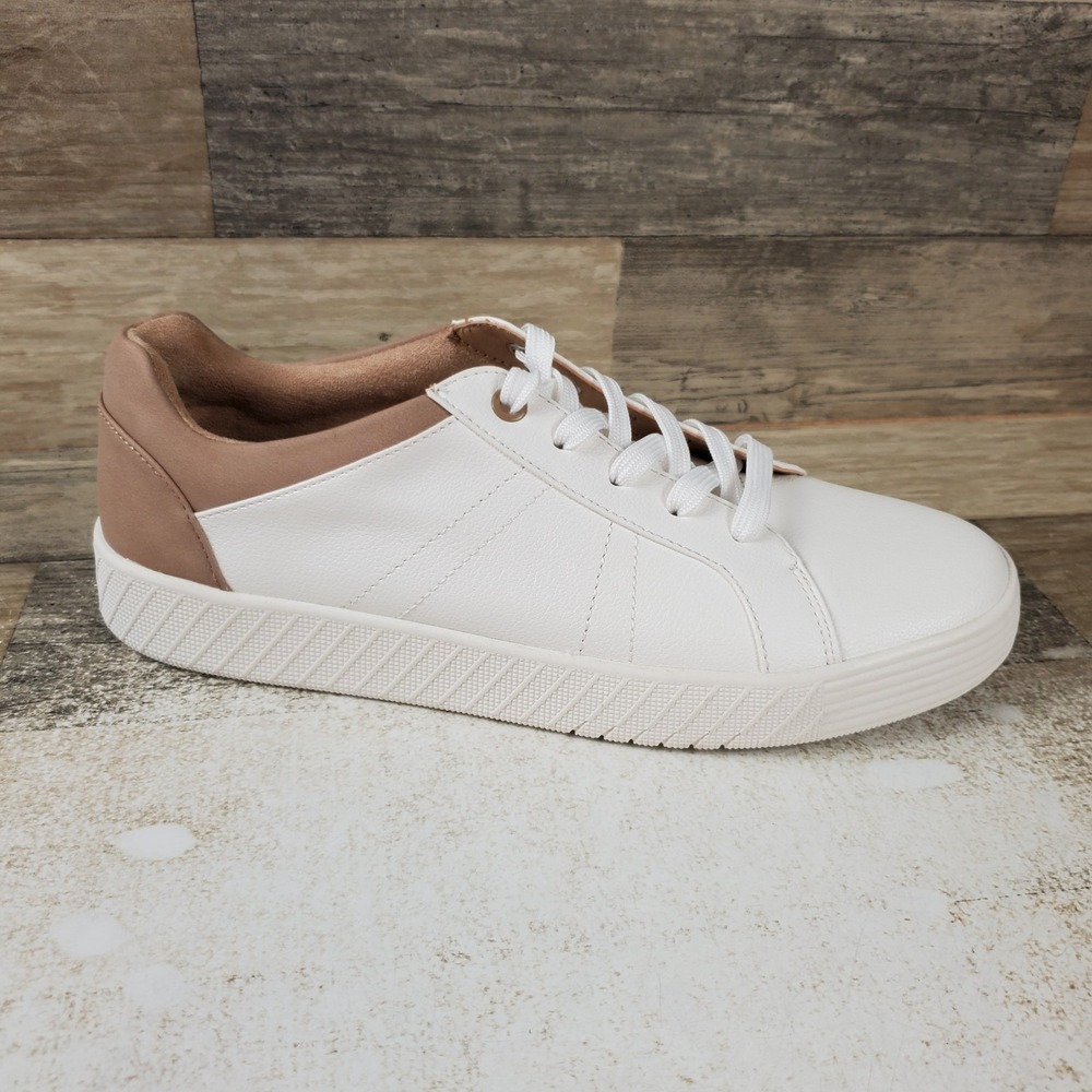SOUL Naturalizer Neela Womens Shoes Sz 8.5 W White Brown Leather Lace Up Sneaker